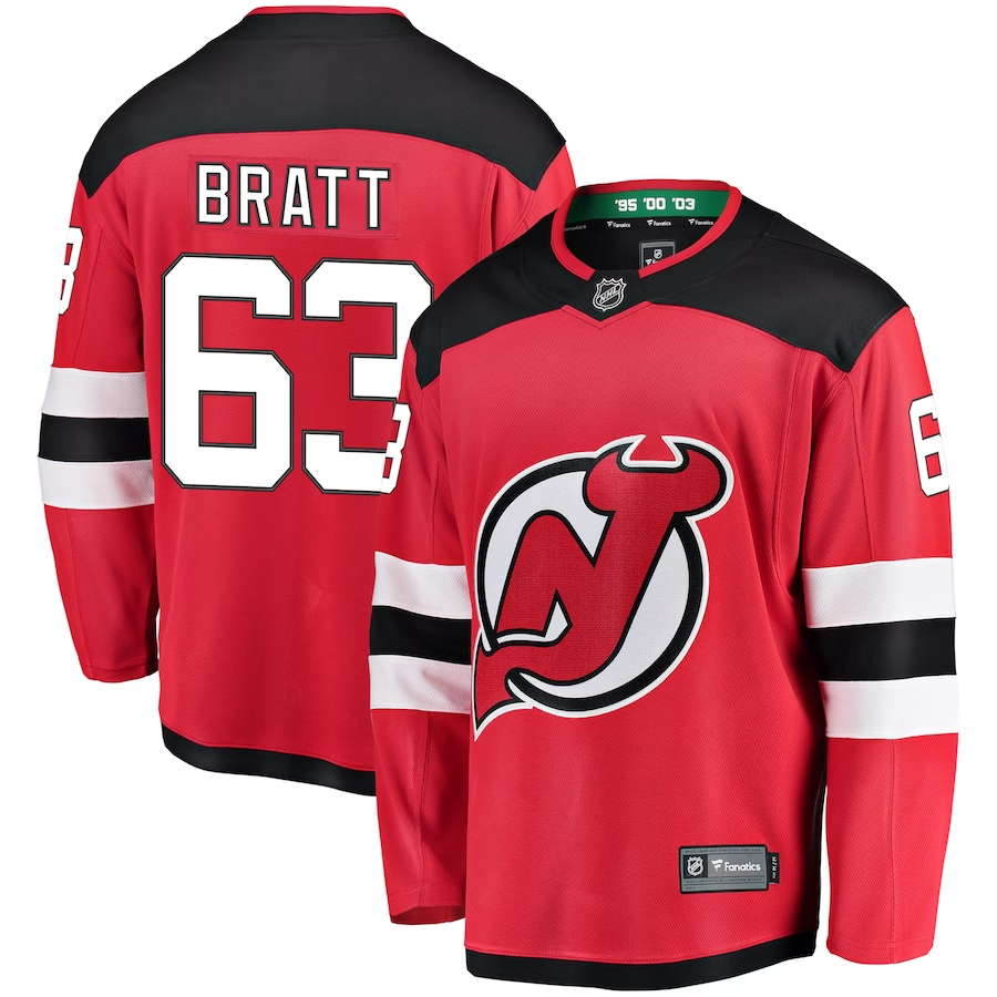 Men's New Jersey Devils Jesper Bratt #63 Red Jersey